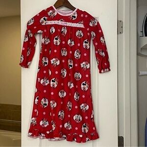 Disney Minnie Mouse Girls Nightgown Size 6 Red Pink Hearts Valentine’s Day